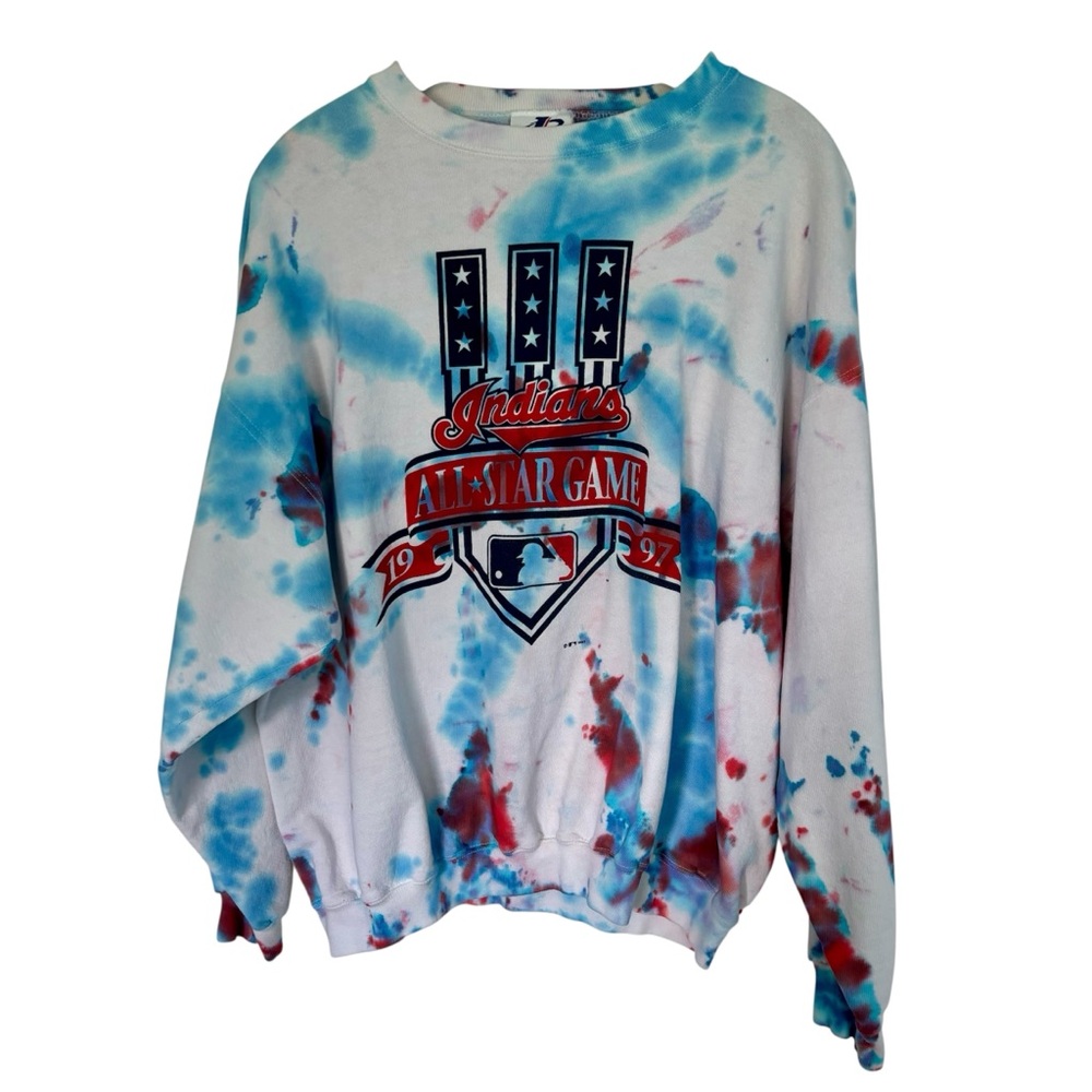 Vintage Cleveland Indians 1997 All Star Game Tie Dye Crewneck Sweatshirt MLB L
